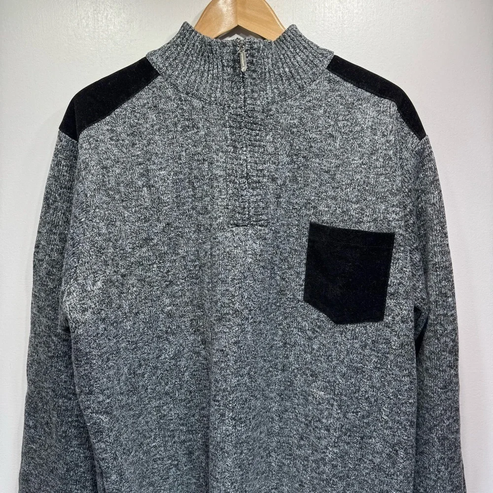 Men's Half Zip Pullover Knit Sweater Soft Brushed Flannel Lining Gioberti NEW